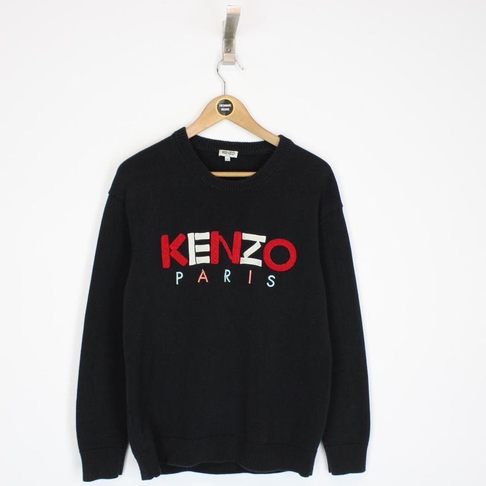 Pre-Loved Kenzo Women's Black Tiger Logo Crew Neck Sweater For