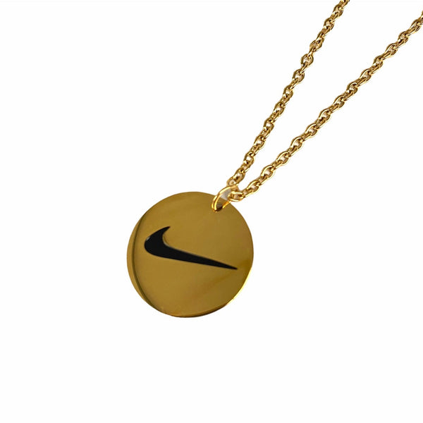 Nike Round Swoosh Necklace Gold