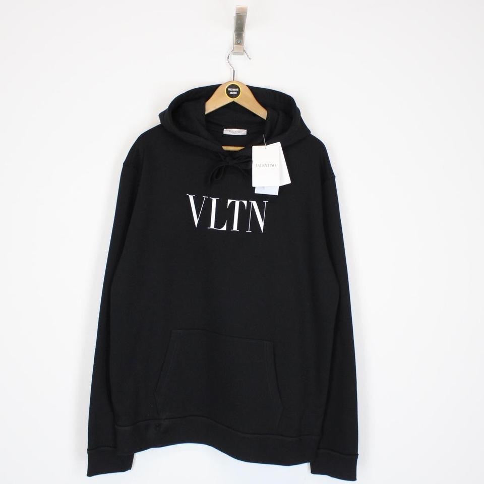 Valentino Black and White VLTN Print Spellout Hoodie Sweatshirt XL