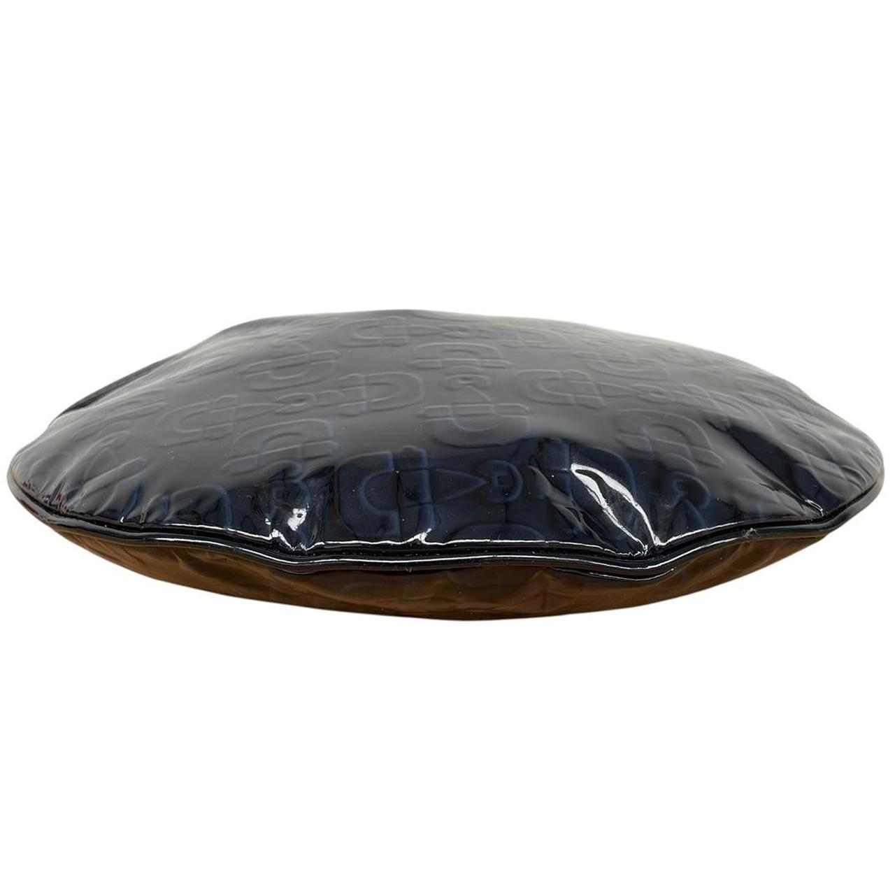 Gucci Navy Blue Patent Leather Horsebit Embossed Hobo Crescent Bag