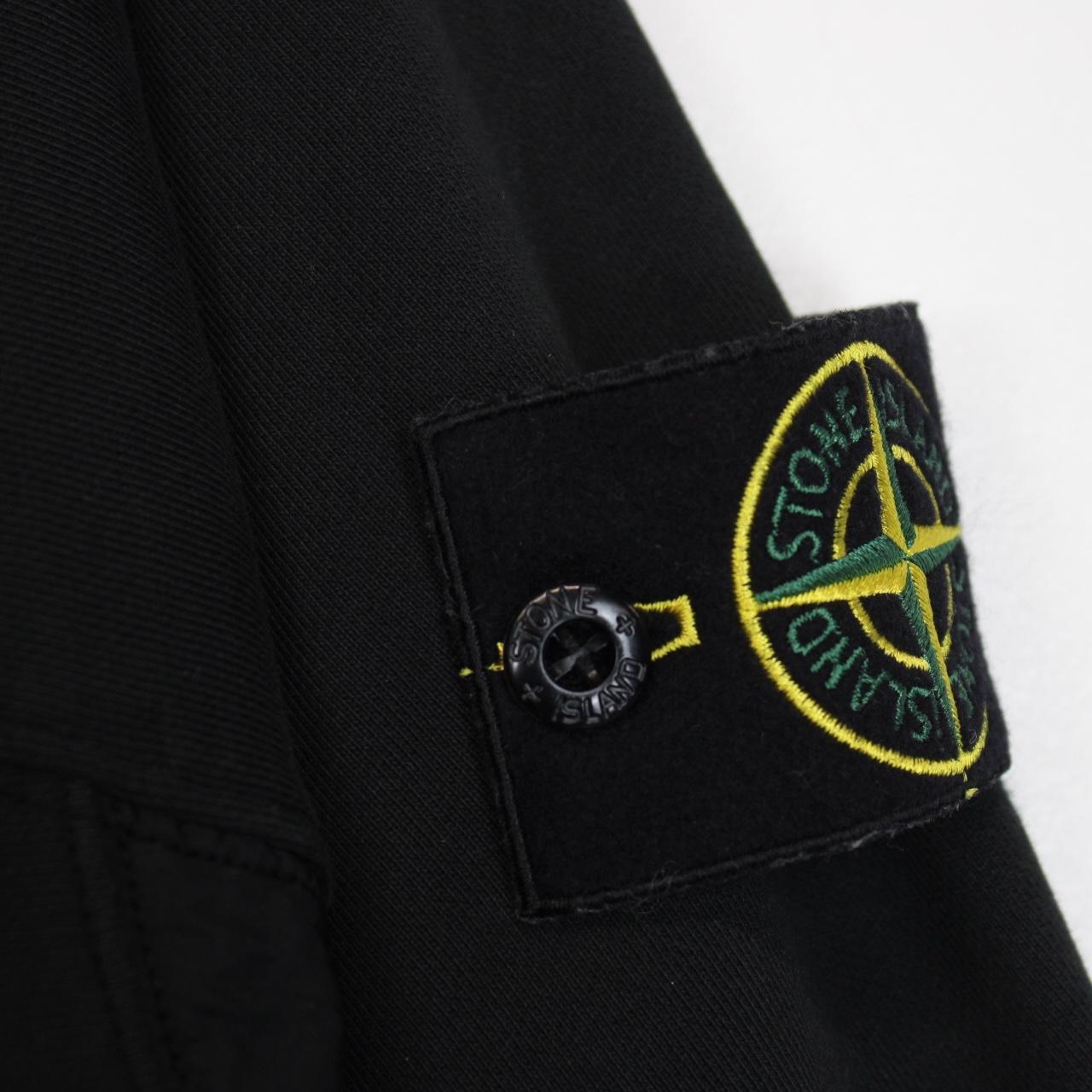 Stone Island SS 2024 Black Nylon Details Cotton Sweatshirt Jumper