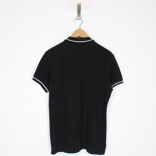 Christian Dior Black and White Bee Logo Cotton Short Sleeve Polo Shirt