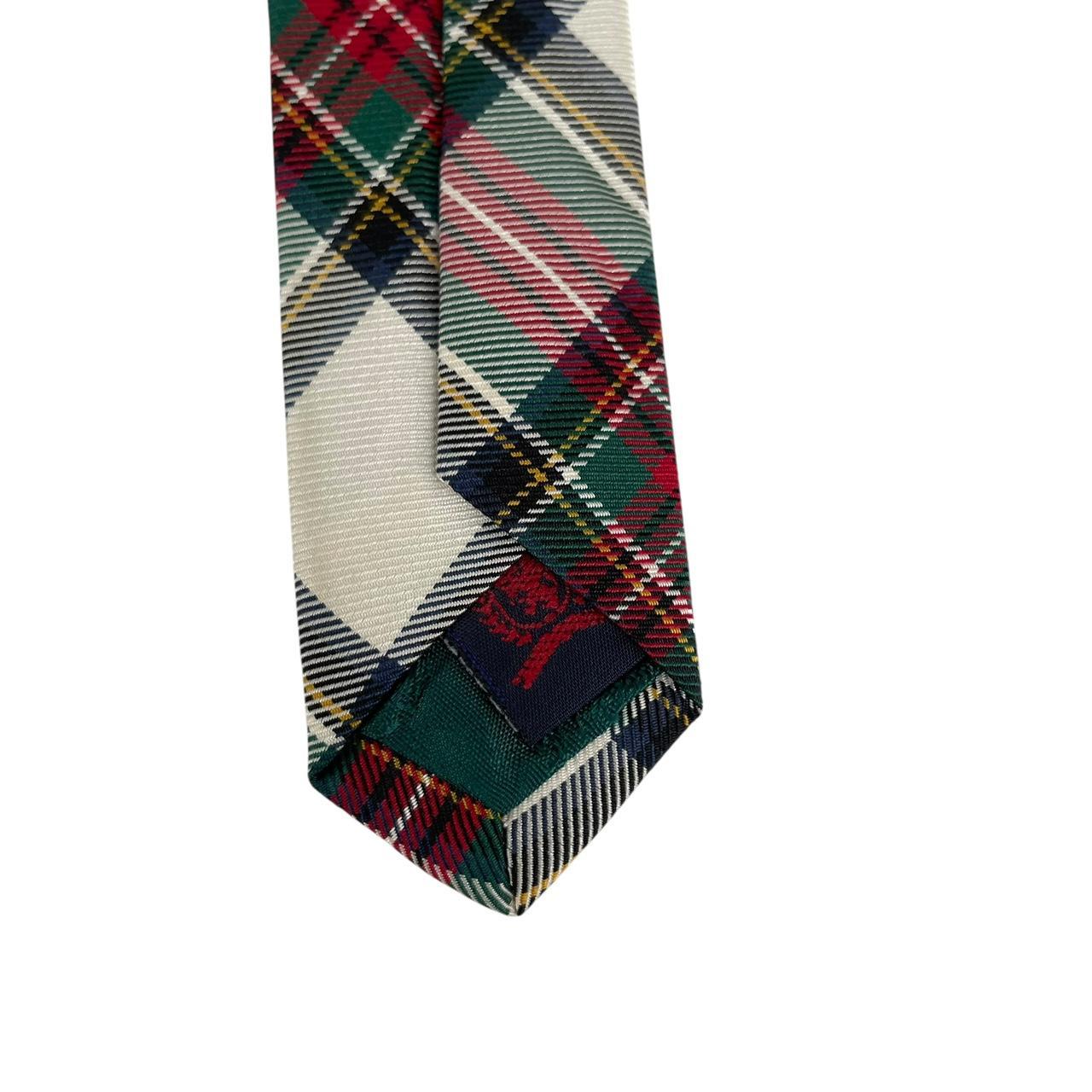 Vintage Tommy Hilfiger Green and Navy Tartan Check Silk Tie