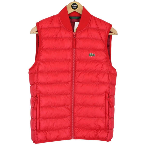 Lacoste Red Full Zip Quilted Gilet / Bodywarmer