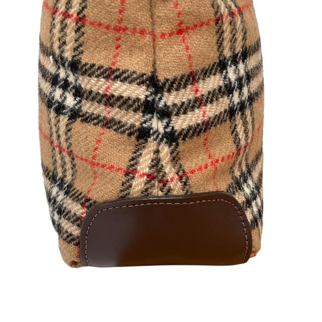 Vintage Burberry Tan and Brown Nova Check Wool Shoulder Bag