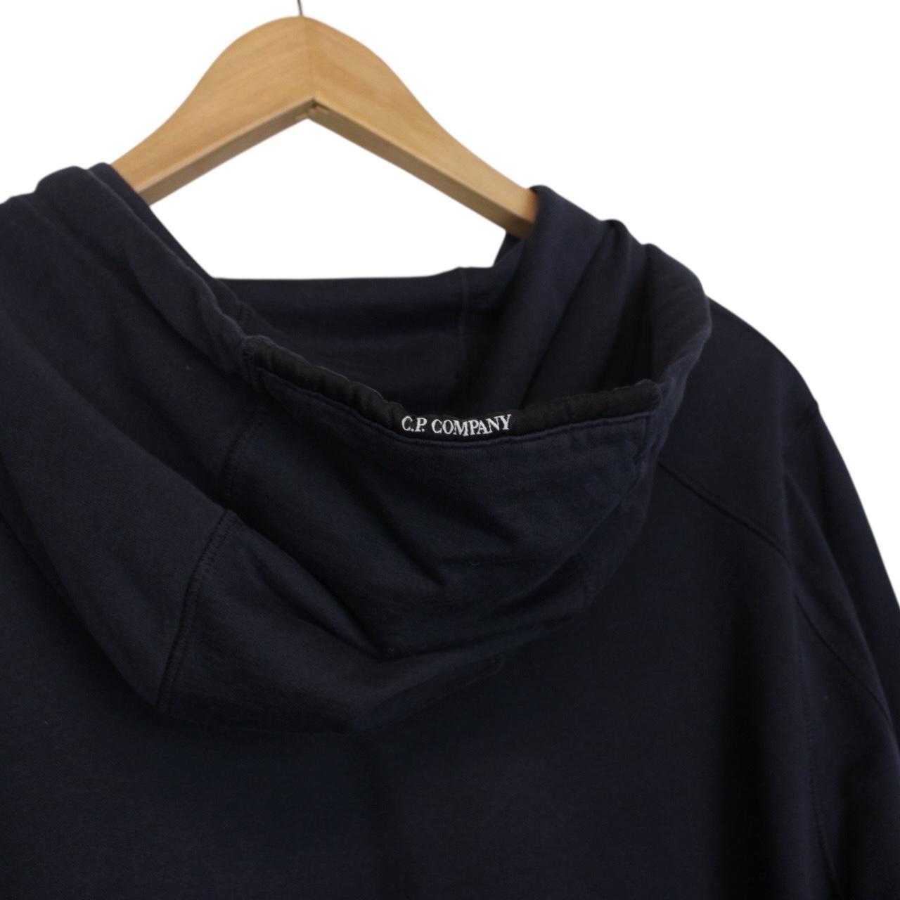 CP Company Navy Blue Cotton Lens Hoodie Jumper
