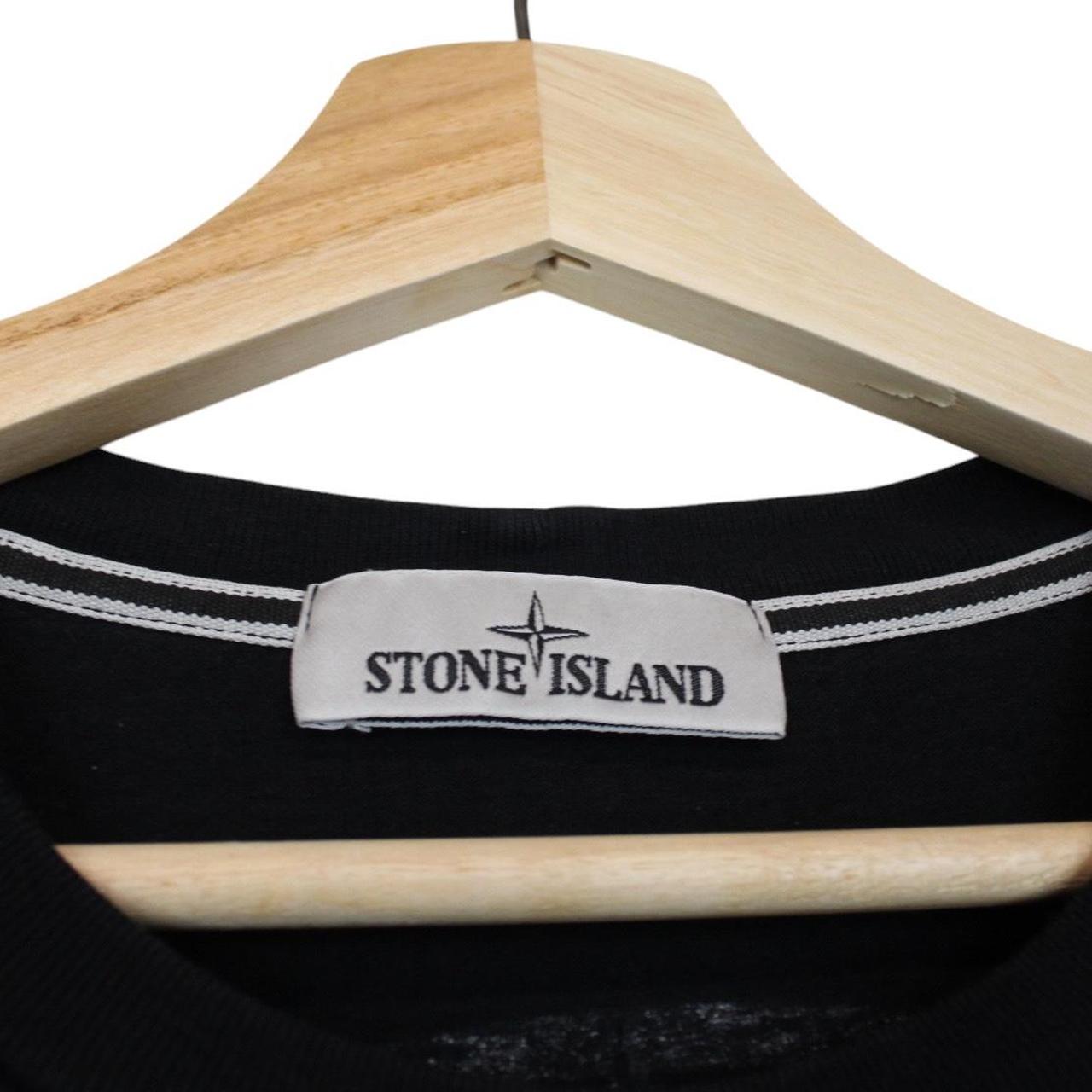 Stone Island black pocket t-shirt with logo print, made of cotton, size large.