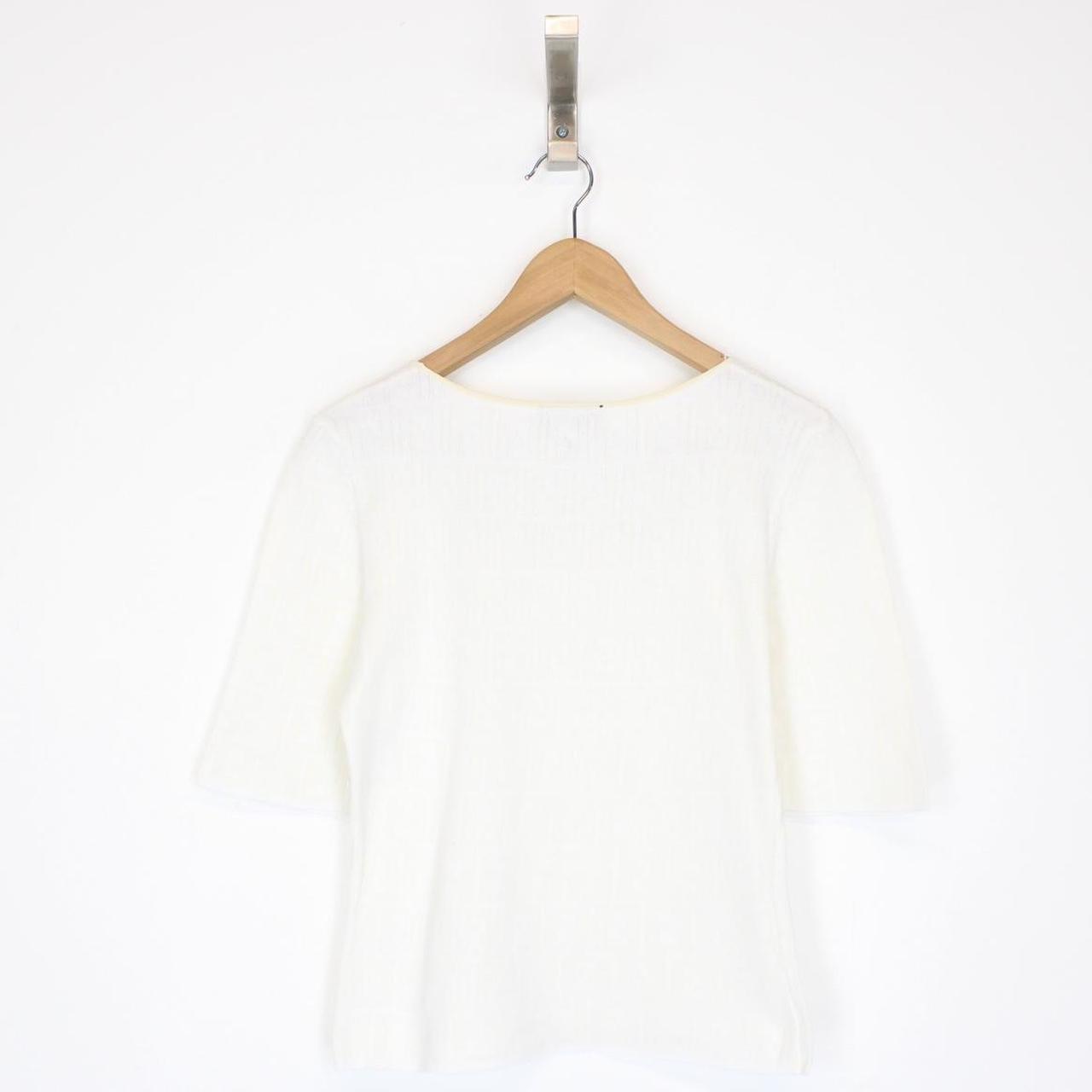 Vintage 90s Fendi Cream Zucca Monogram Deep Neck Top