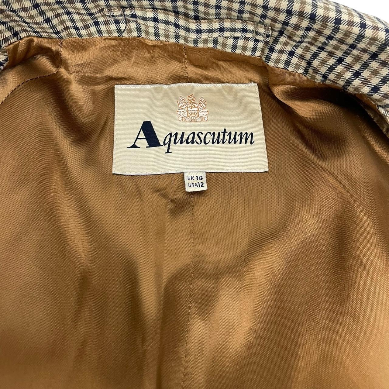 Aquascutum Brown House Check Single Breasted Cotton Coat