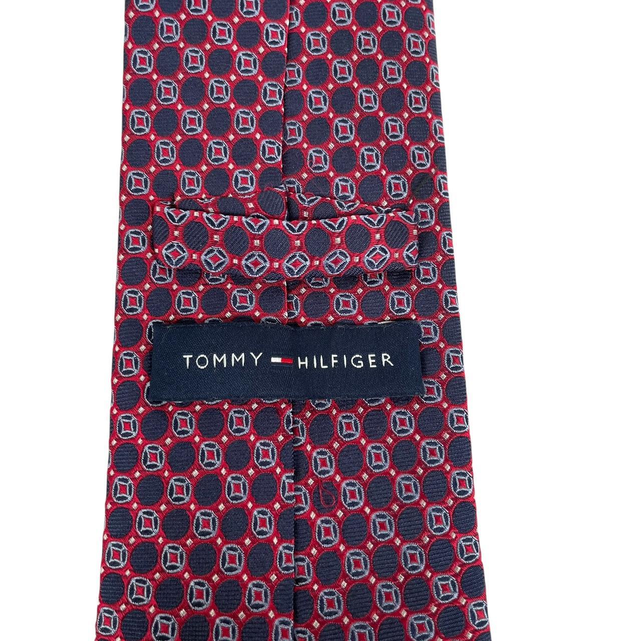 Tommy Hilfiger Red and Navy Blue Silk Tie