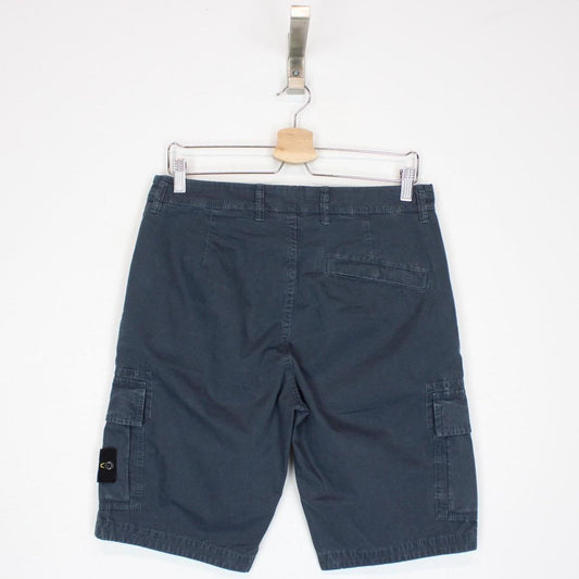 Stone Island Navy Blue Bermuda Cotton Cargo Shorts