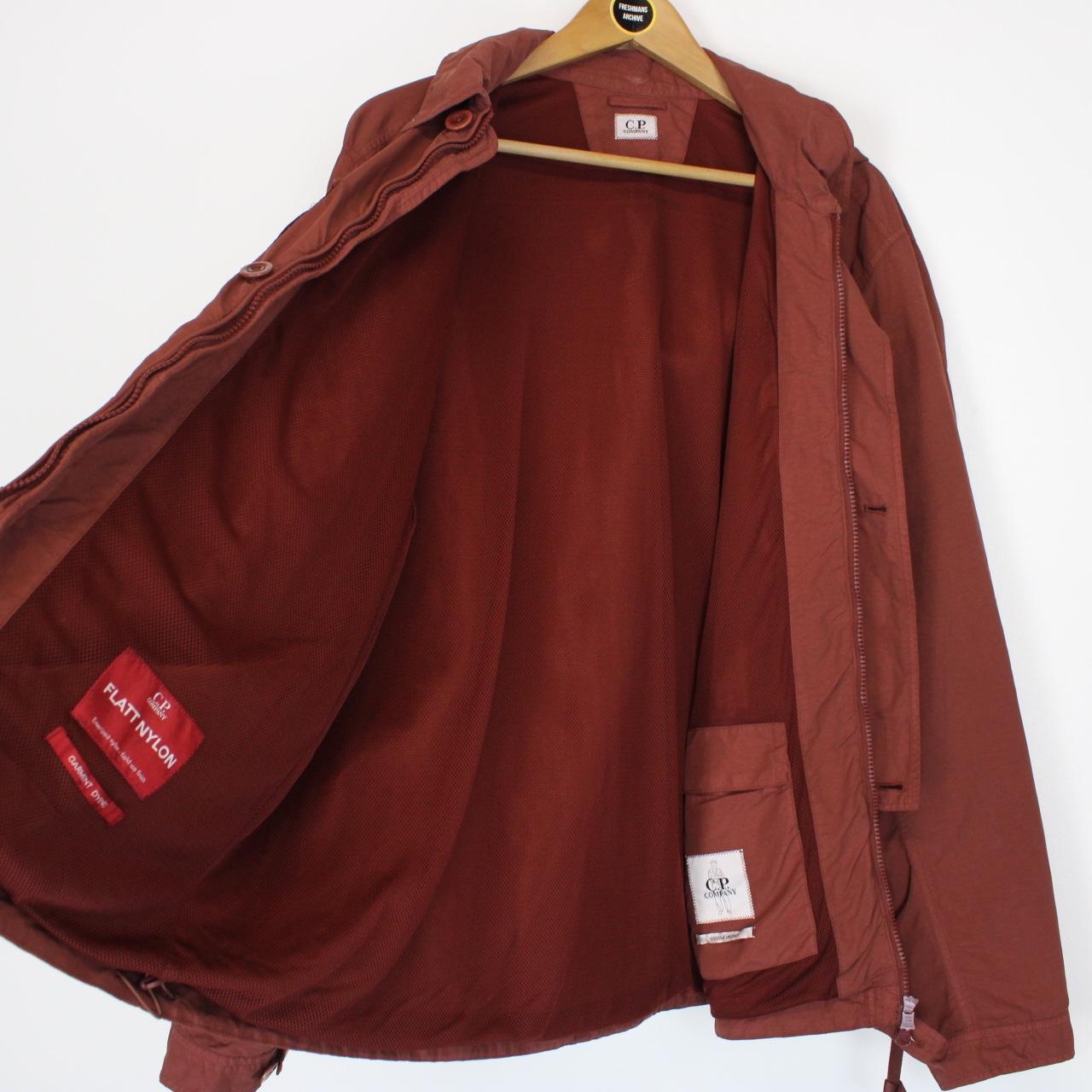 CP Company Burgundy Full Zip Flatt Nylon Goggle Overshirt Jacket