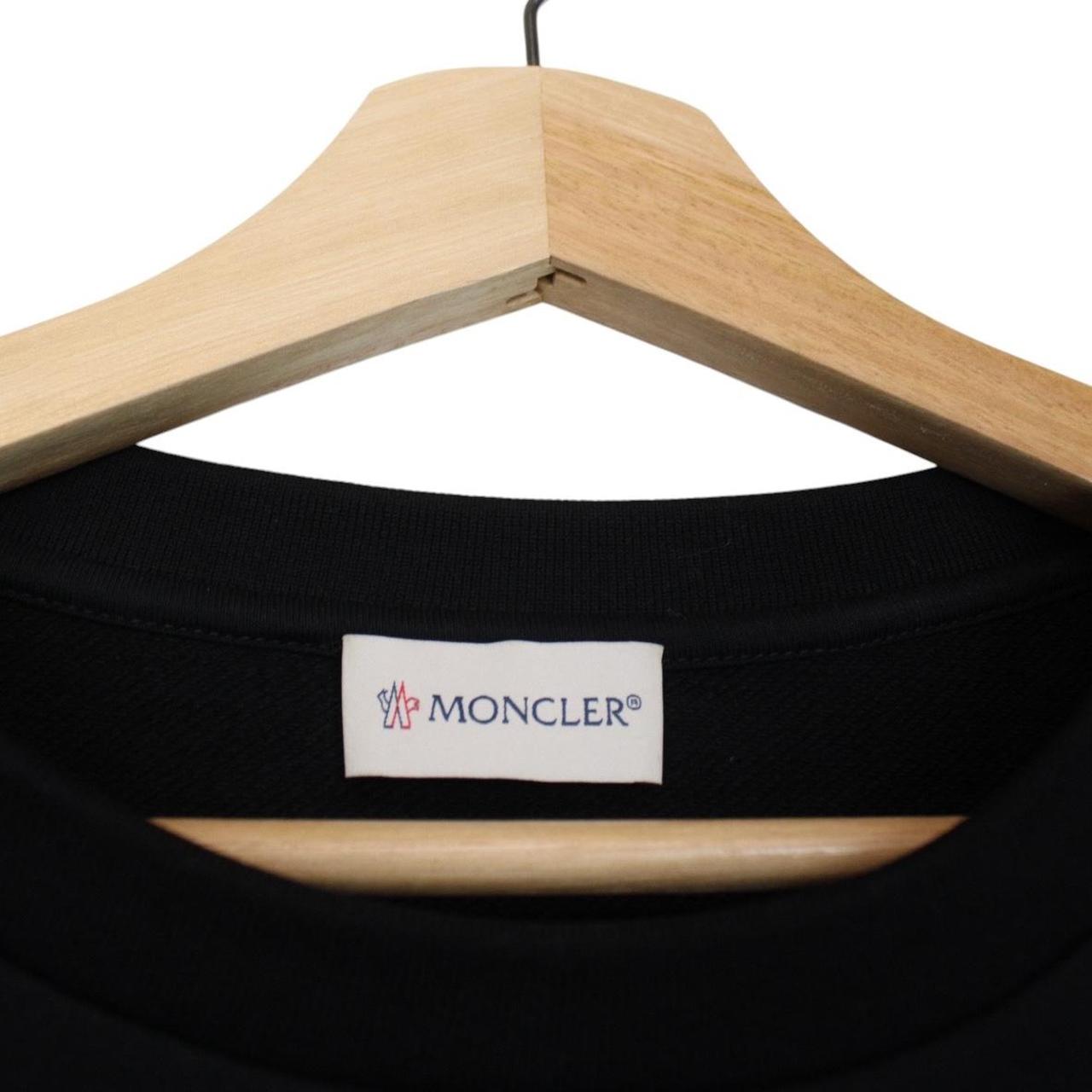 Moncler Black and White Logo Tape Print Cotton Sweatshirt