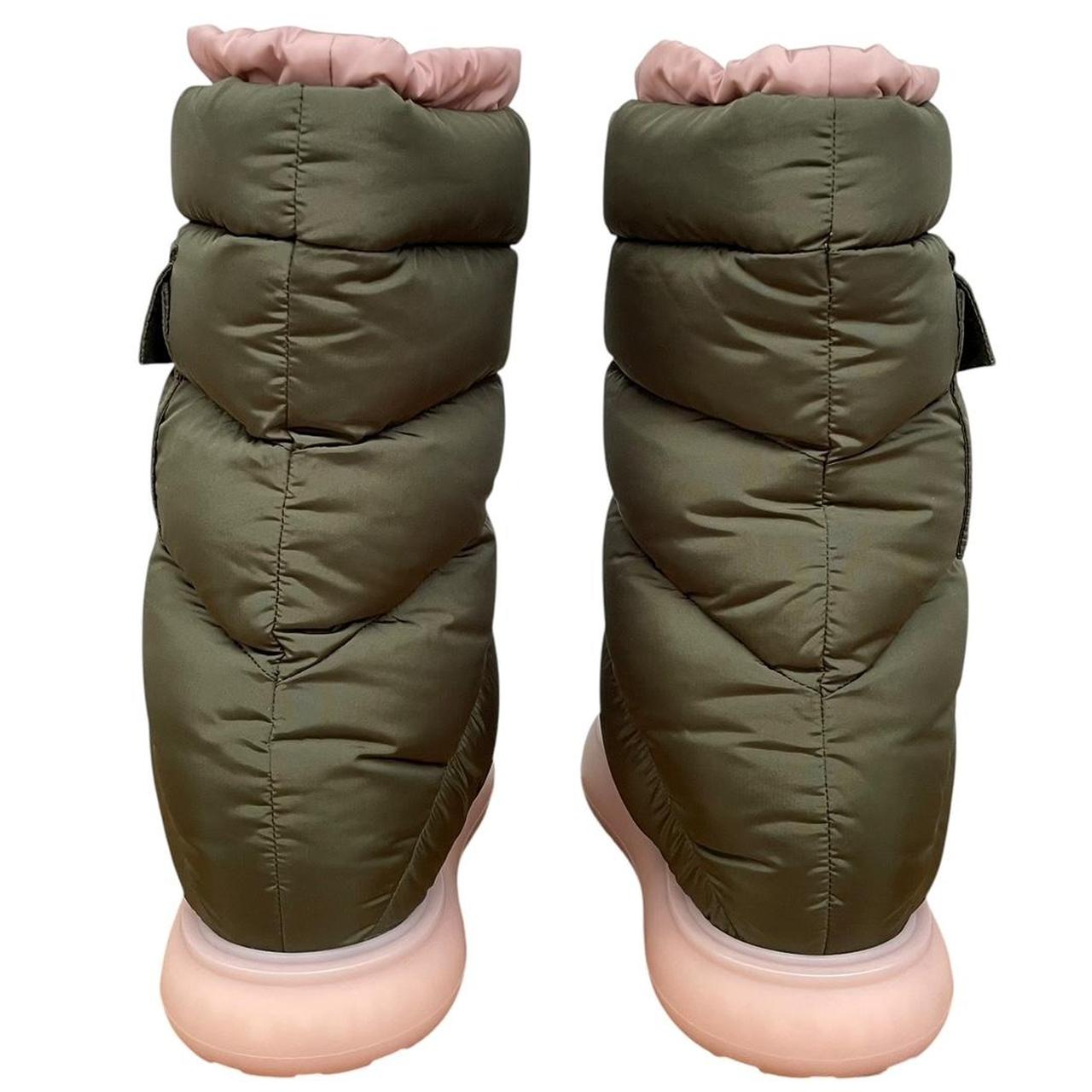 Moncler Khaki Green Logo Patch Down Padded Snow Boots