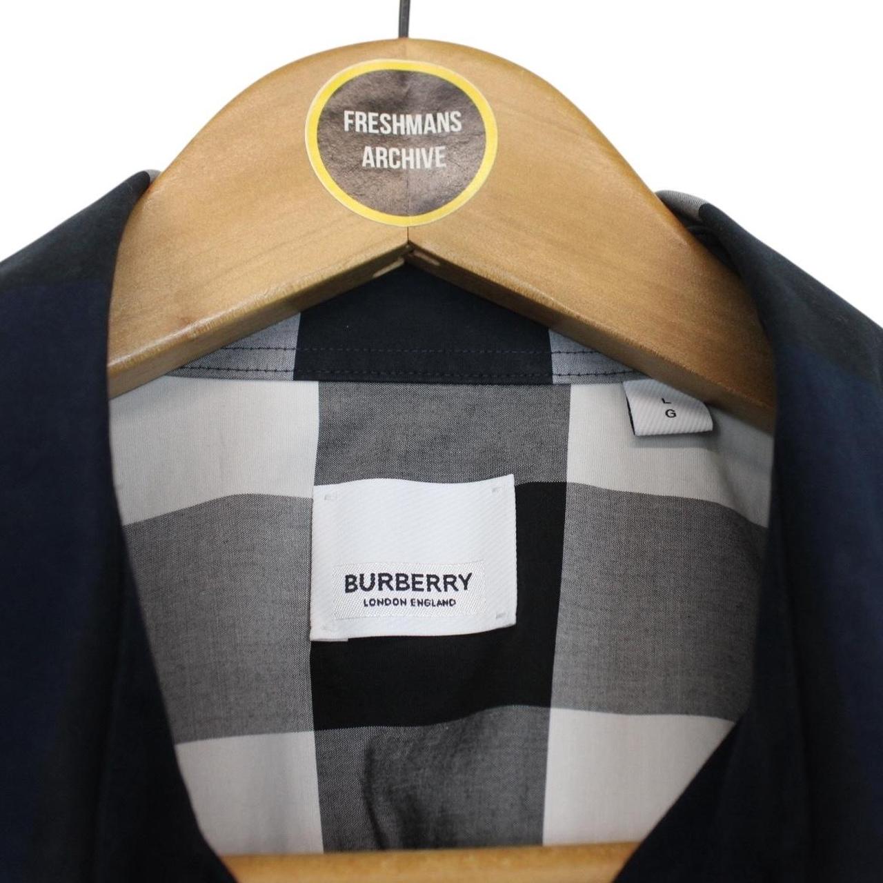 Burberry London Navy Blue Somerton Nova Check Long Sleeve Shirt