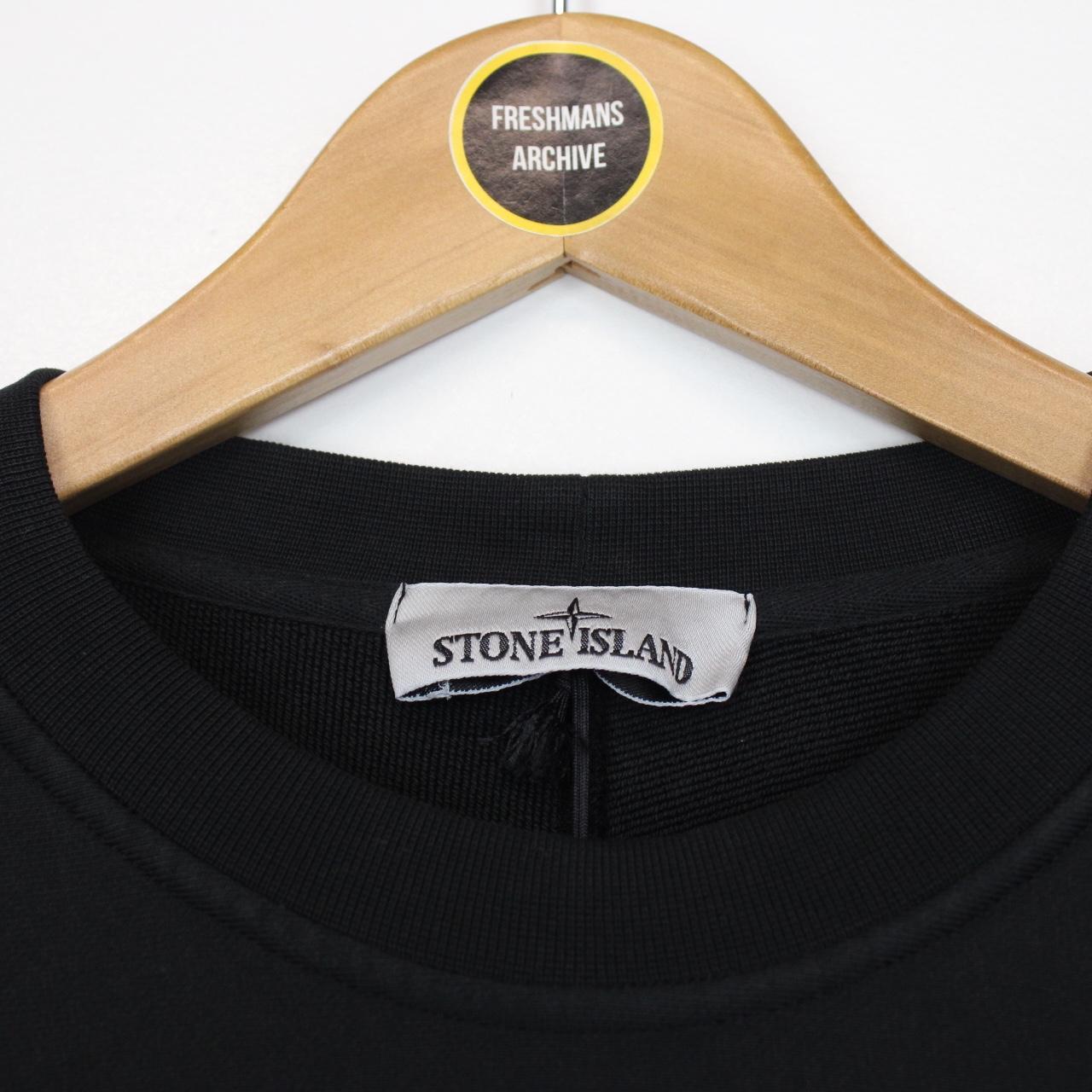 Stone Island SS 2024 Black Nylon Details Cotton Sweatshirt Jumper