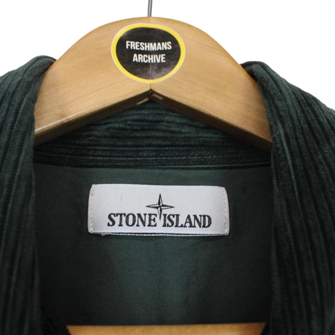 Stone Island AW 2022 Dark Green Long Sleeve Spellout Corduroy Shirt