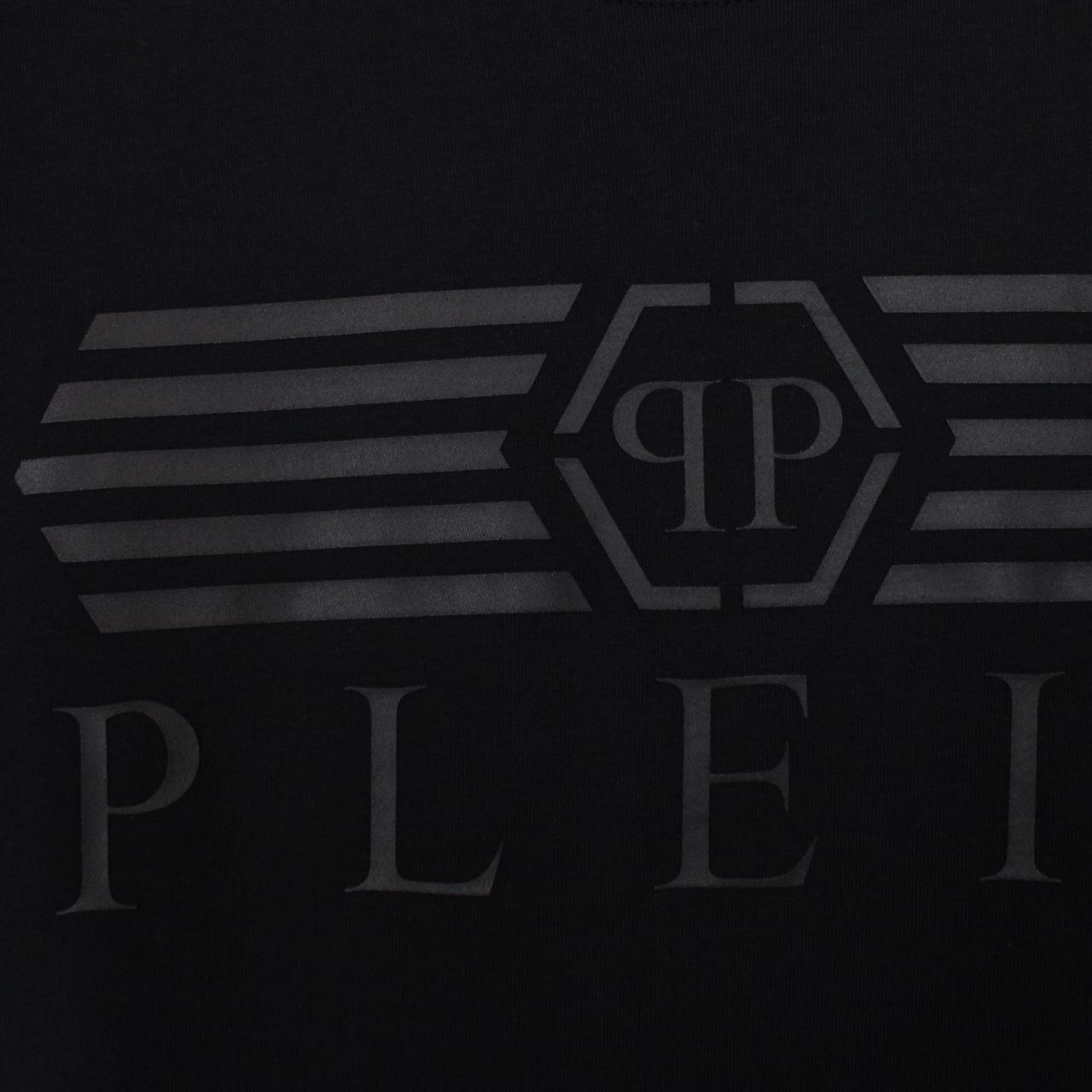 Philipp Plein Platinum Cut Black Logo Print Short Sleeve T-Shirt