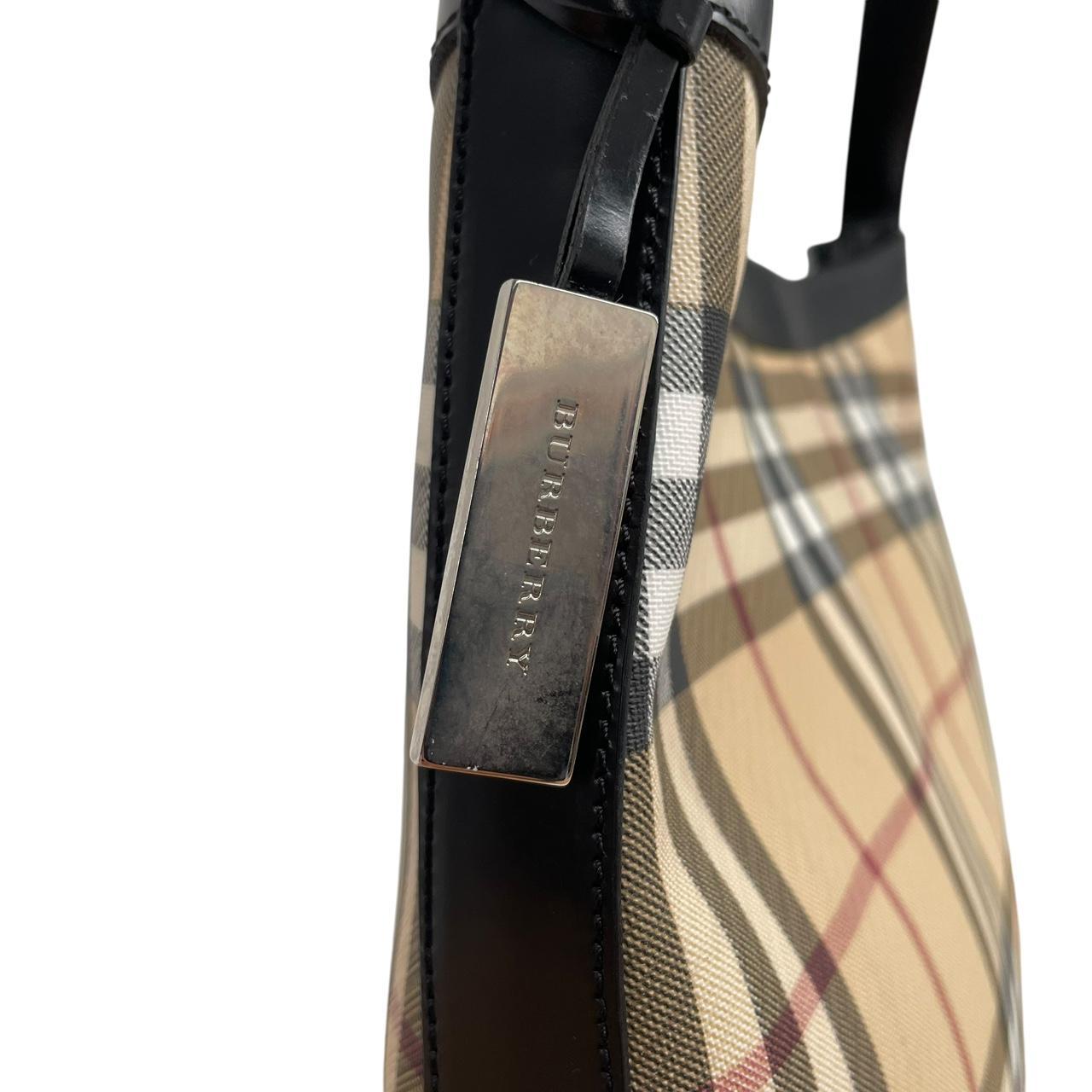 Burberry London Beige and Black Nova Check Coated Canvas Shoulder Bag