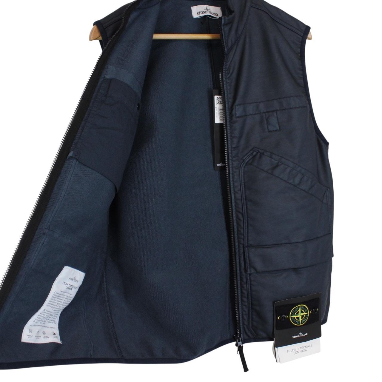 Stone Island SS 2022 Felpa Diagonale Gommata Navy Blue Vest Jacket