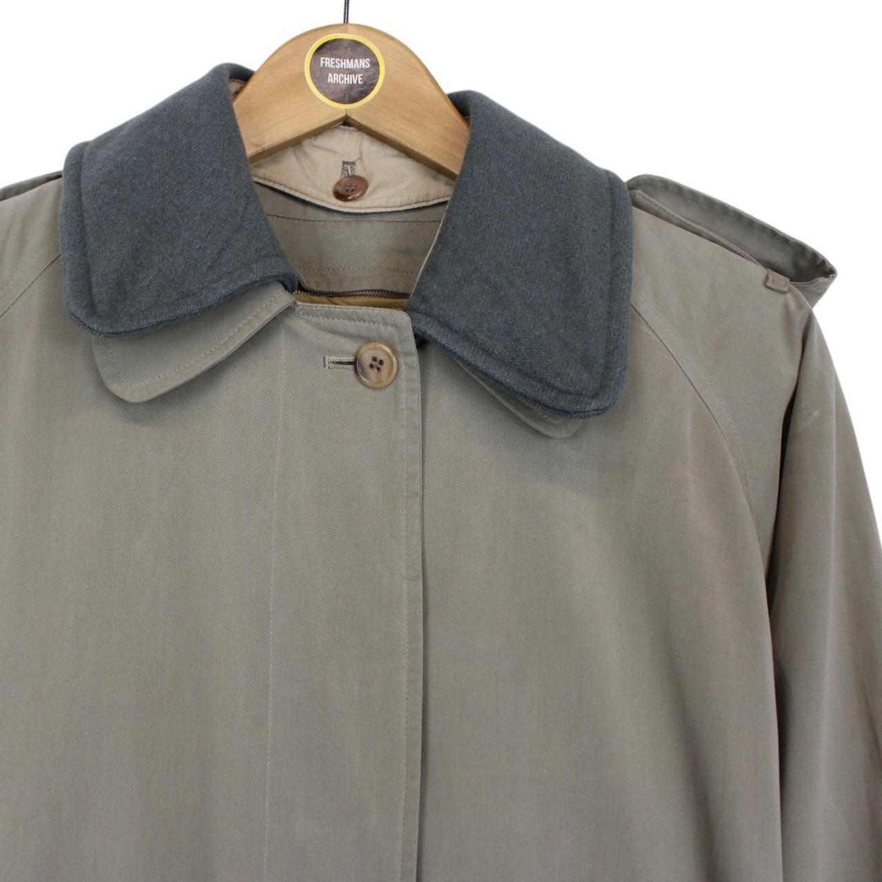 Vintage 90s Burberry Green Double Breasted Belted Trench Coat