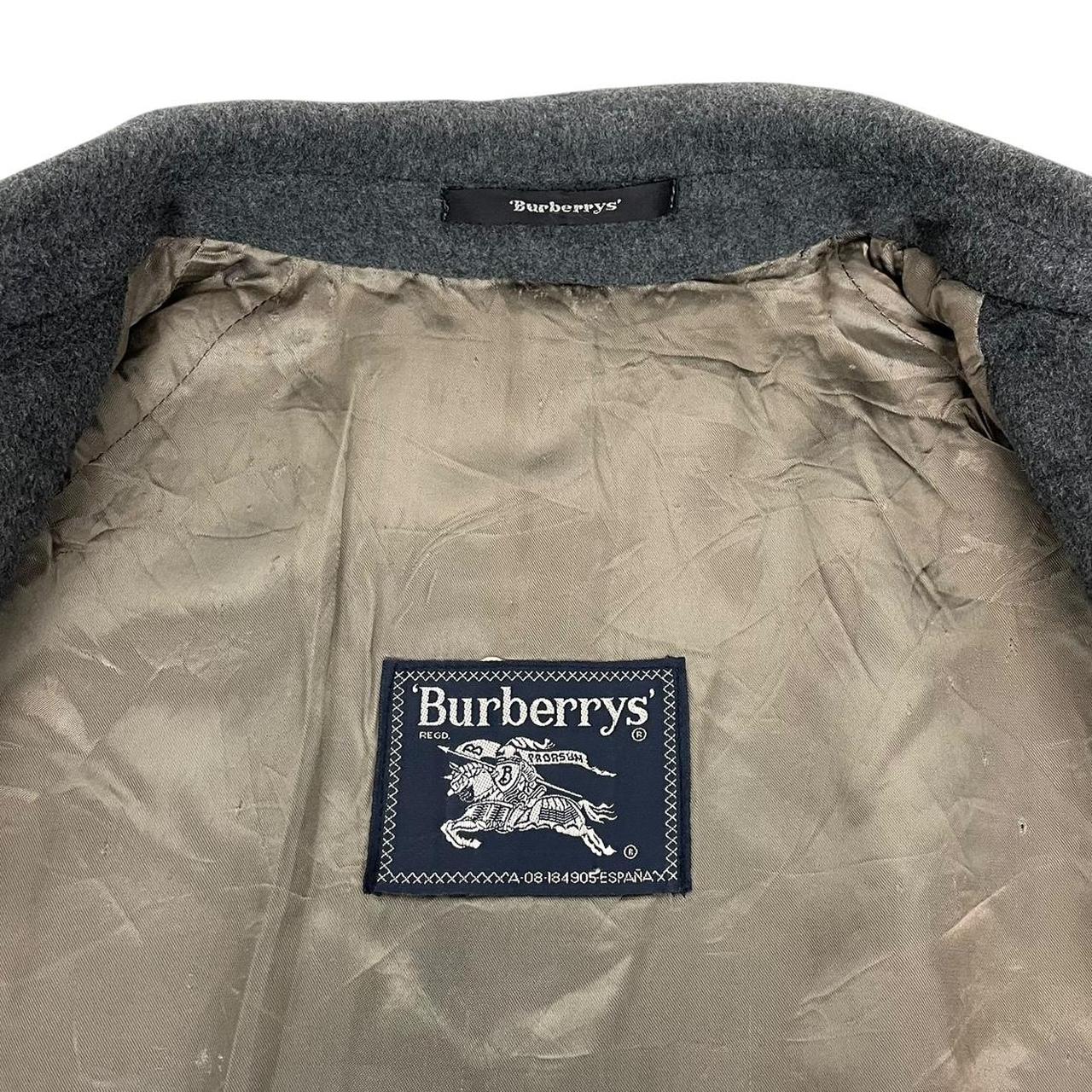 Vintage 90s Burberry Grey Virgin Wool Overcoat