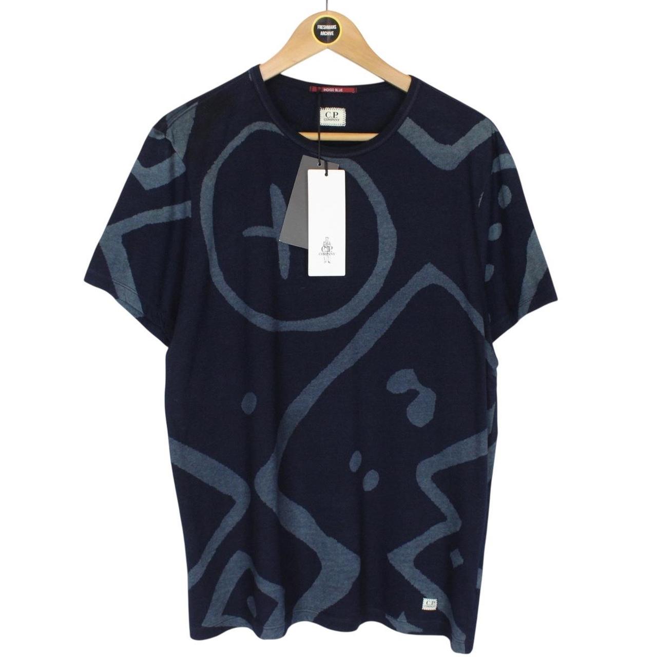 CP Company Indigo Blue Abstract Short Sleeve Cotton T-Shirt