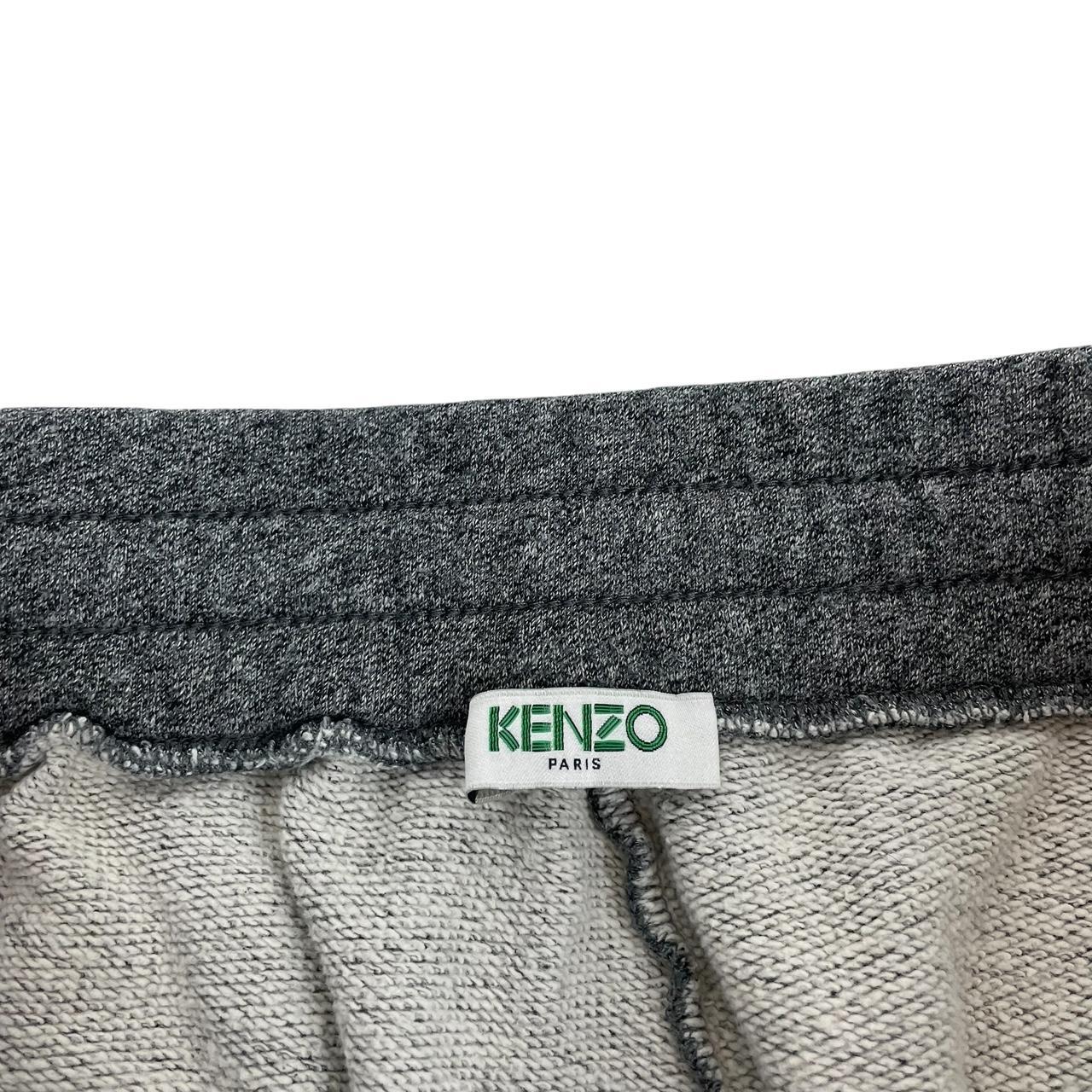 Kenzo grey joggers featuring embroidered tiger logo and soft cotton material.