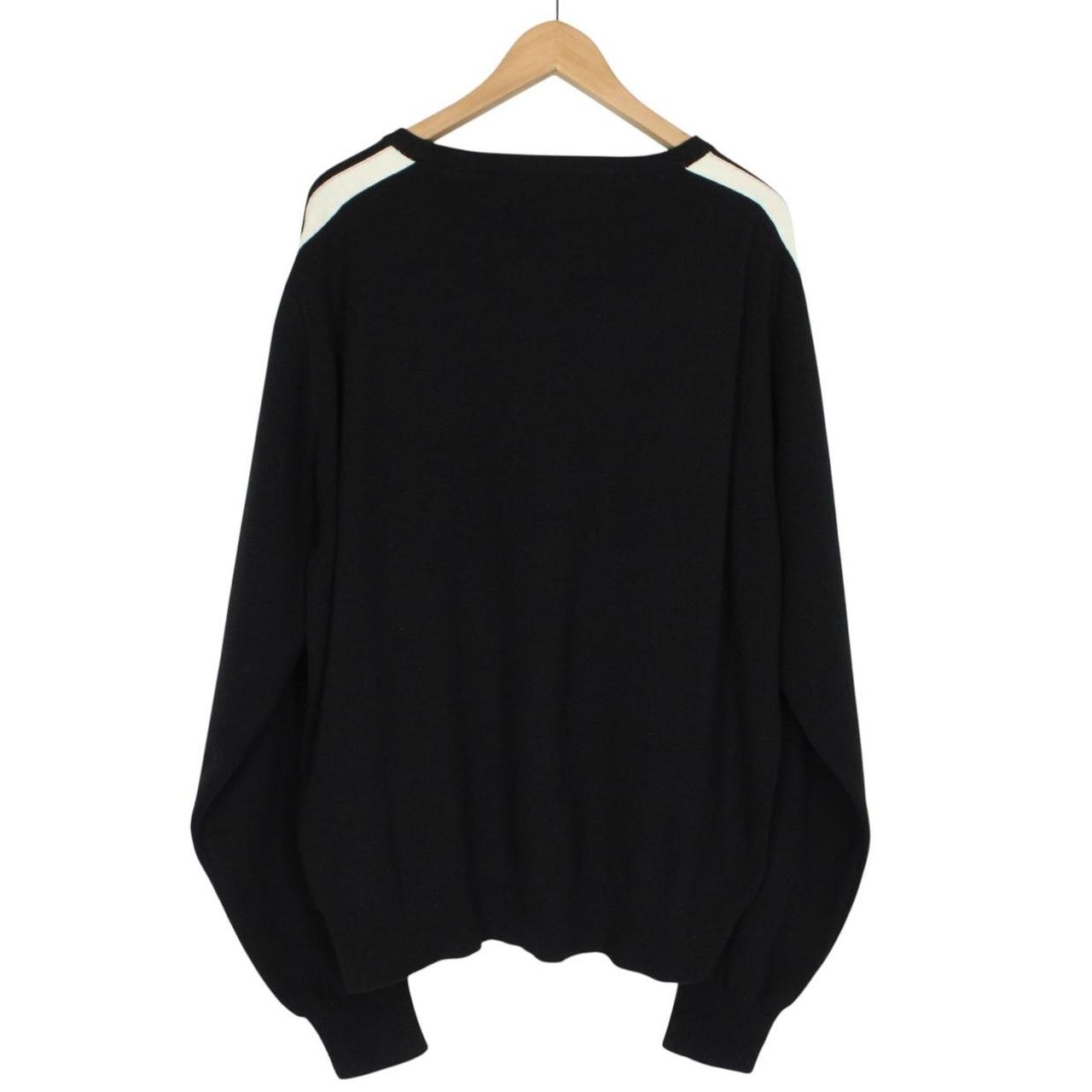 Palm Angels Black and Off White Wool Knit Monogram Track Jumper