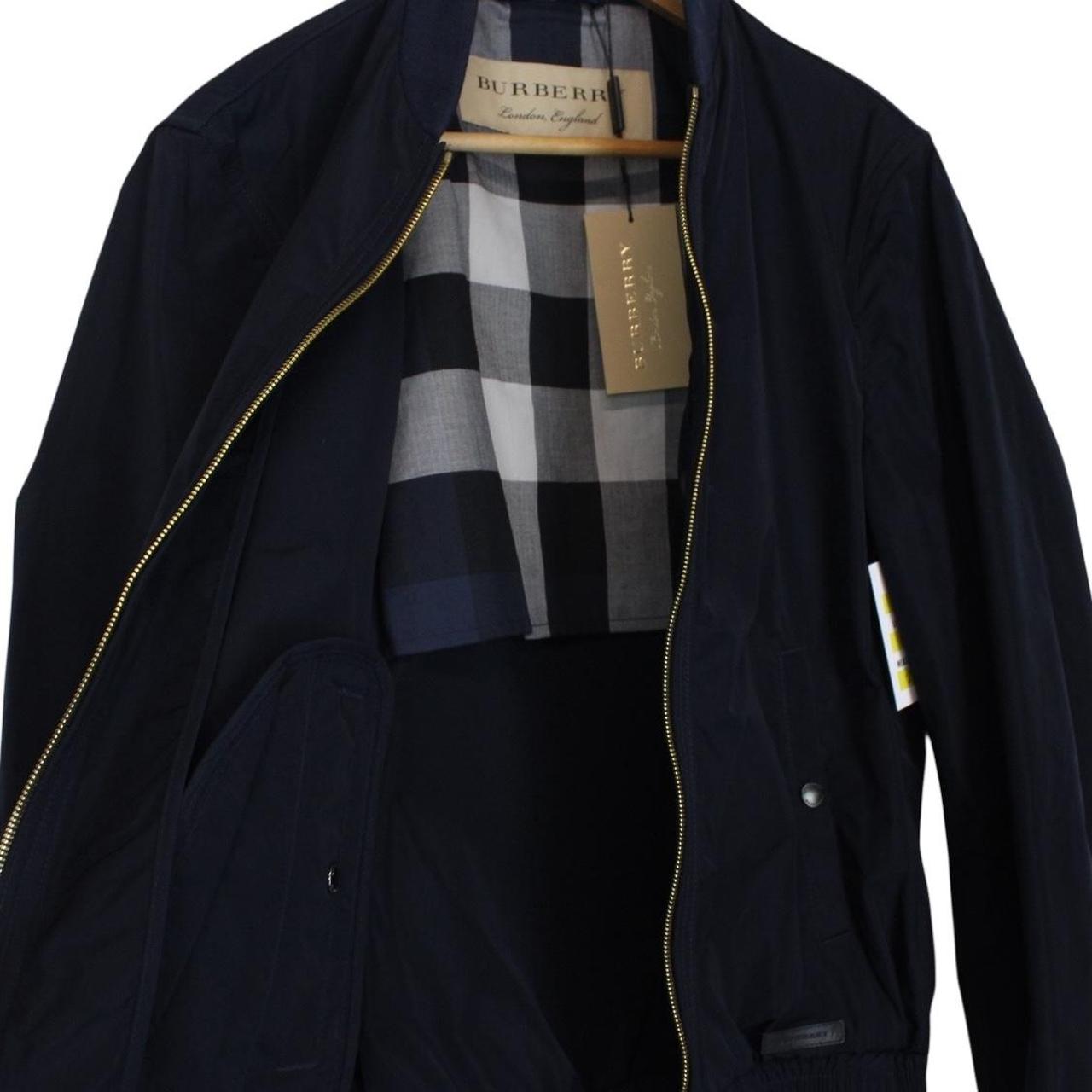 Burberry London Navy Blue Full Zip Nylon Bomber Jacket