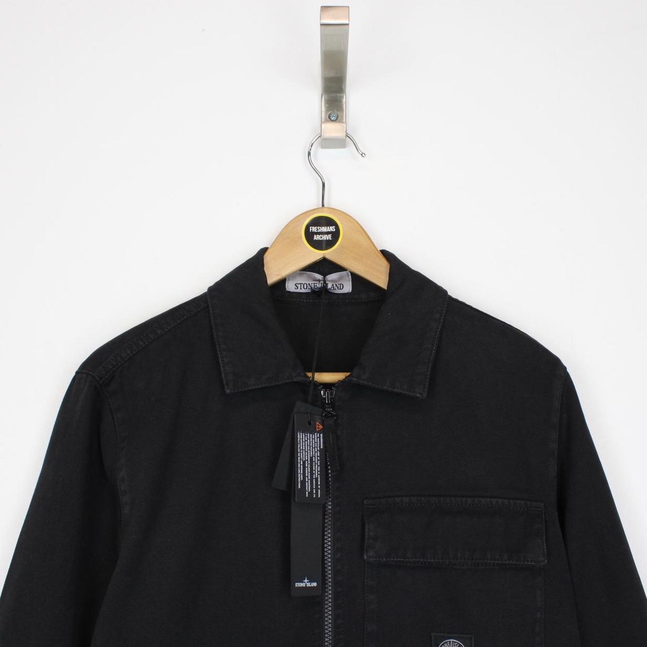 Stone Island AW 2024 Black Cotton Canvas Patch Overshirt Jacket