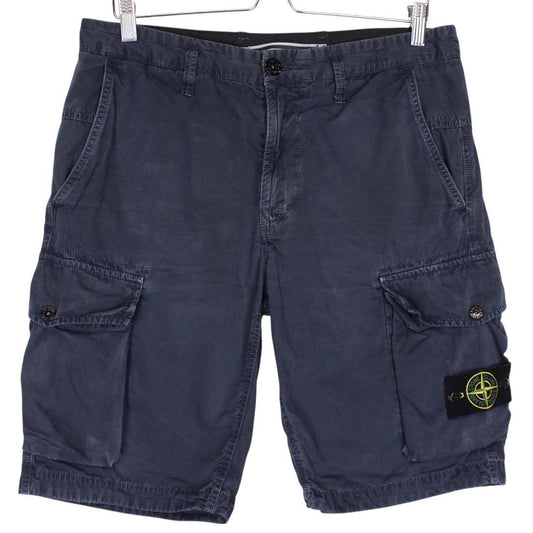 Stone Island SS 2019 Navy Blue Bermuda Cotton Cargo Shorts
