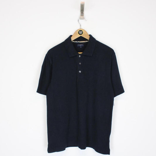 Burberry Golf Navy Blue Short Sleeve Cotton Polo Shirt