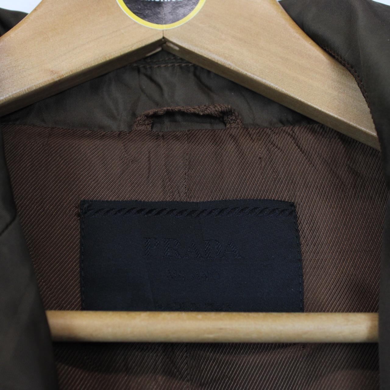 Prada Brown Nylon Double Breasted Trench Coat