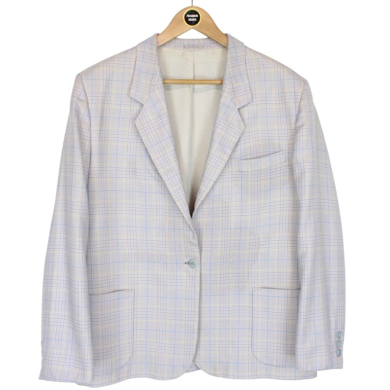 Vintage 80s Burberry Lilac Purple Check Wool and Silk Blazer Jacket