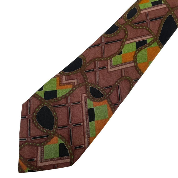 Vintage 90s Valentino Multicoloured Abstract Silk Tie