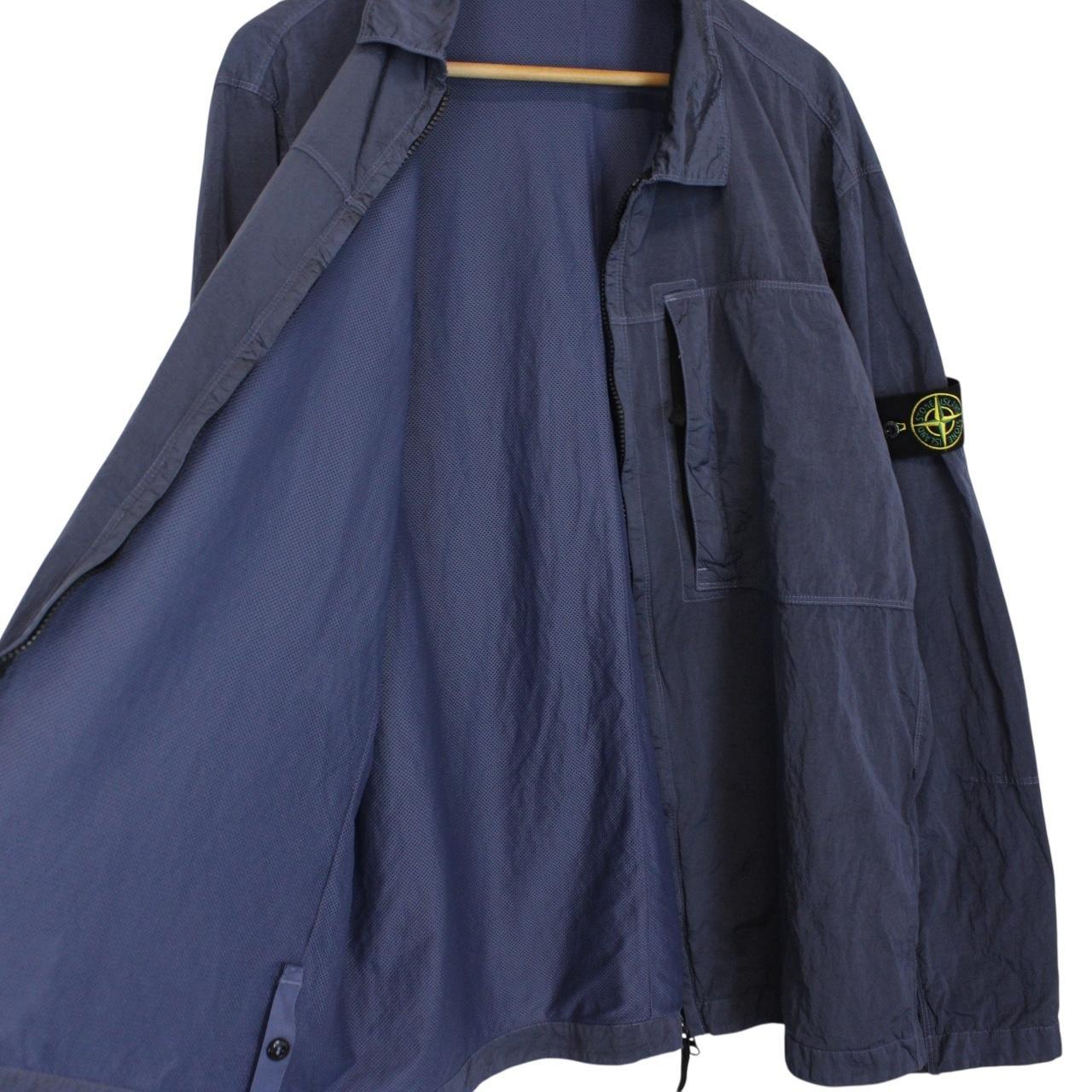 Stone Island AW 2024 Blue Full Zip Econyl Nylon Metal Overshirt Jacket