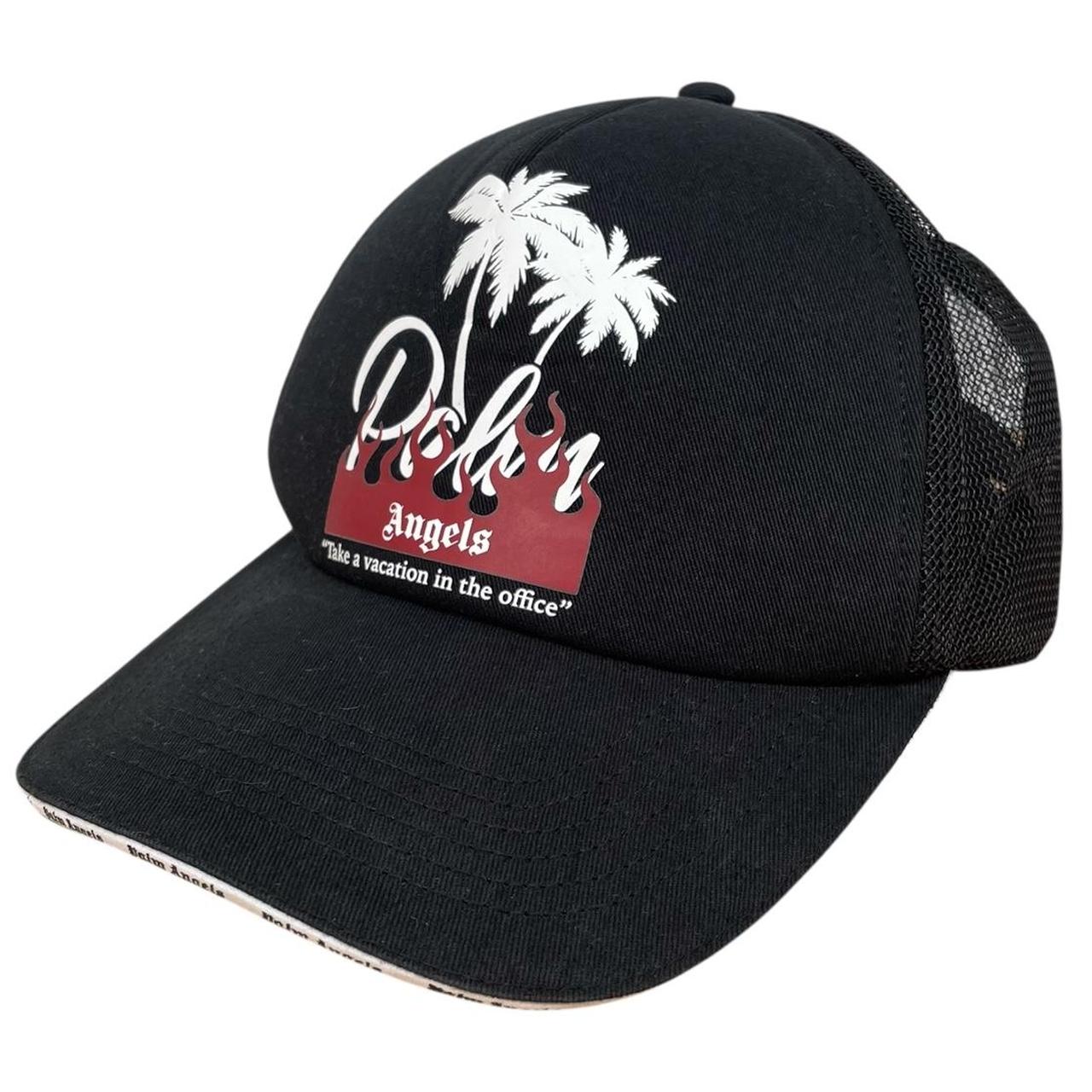 Palm Angels Black Logo Print Mesh Panel Baseball Cap