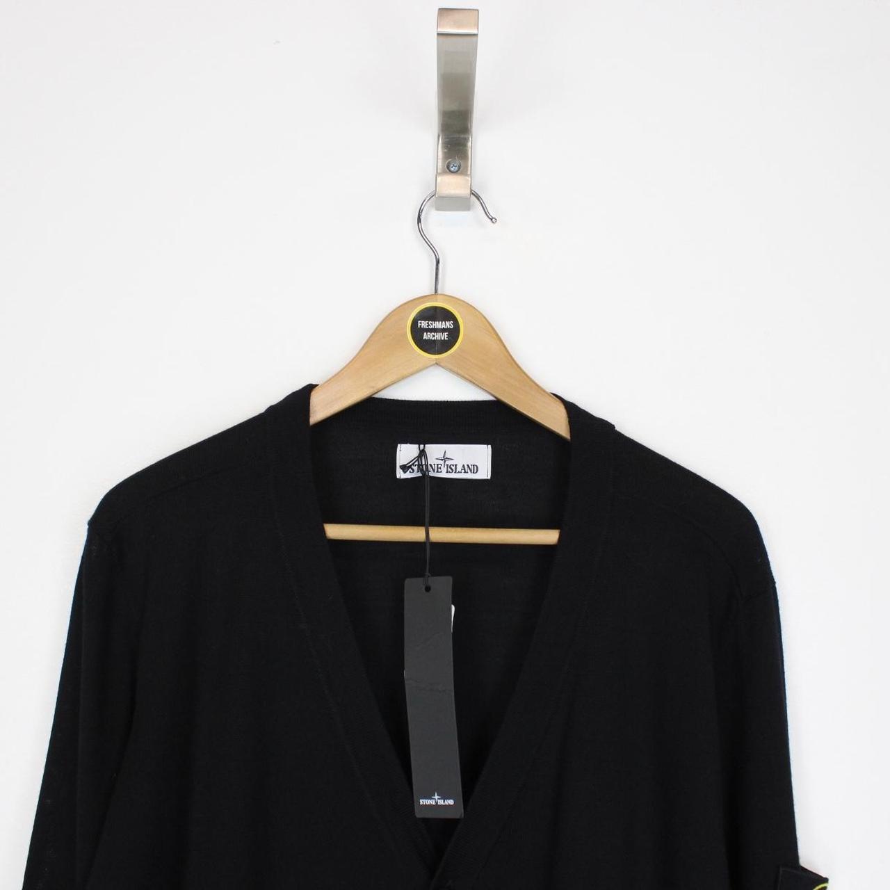 Stone Island AW 2022 Black Merino Wool Knit Button Up Cardigan