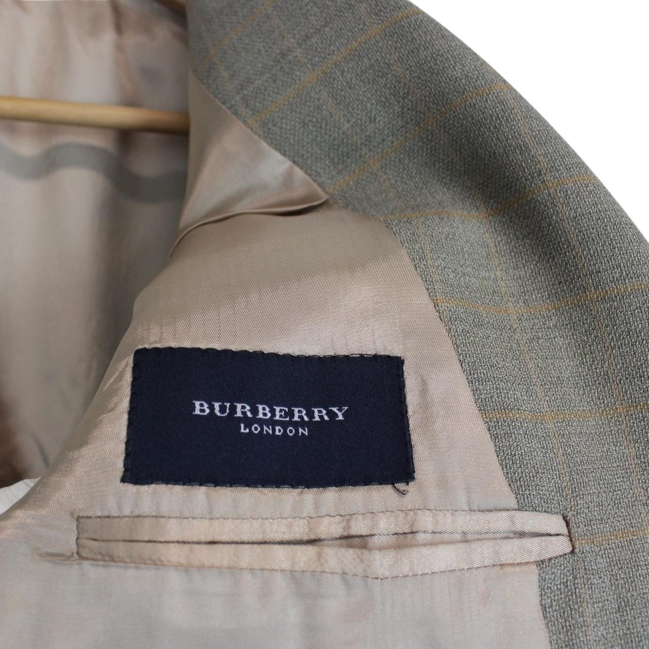Vintage 00s Burberry Green Check Wool Blazer Jacket
