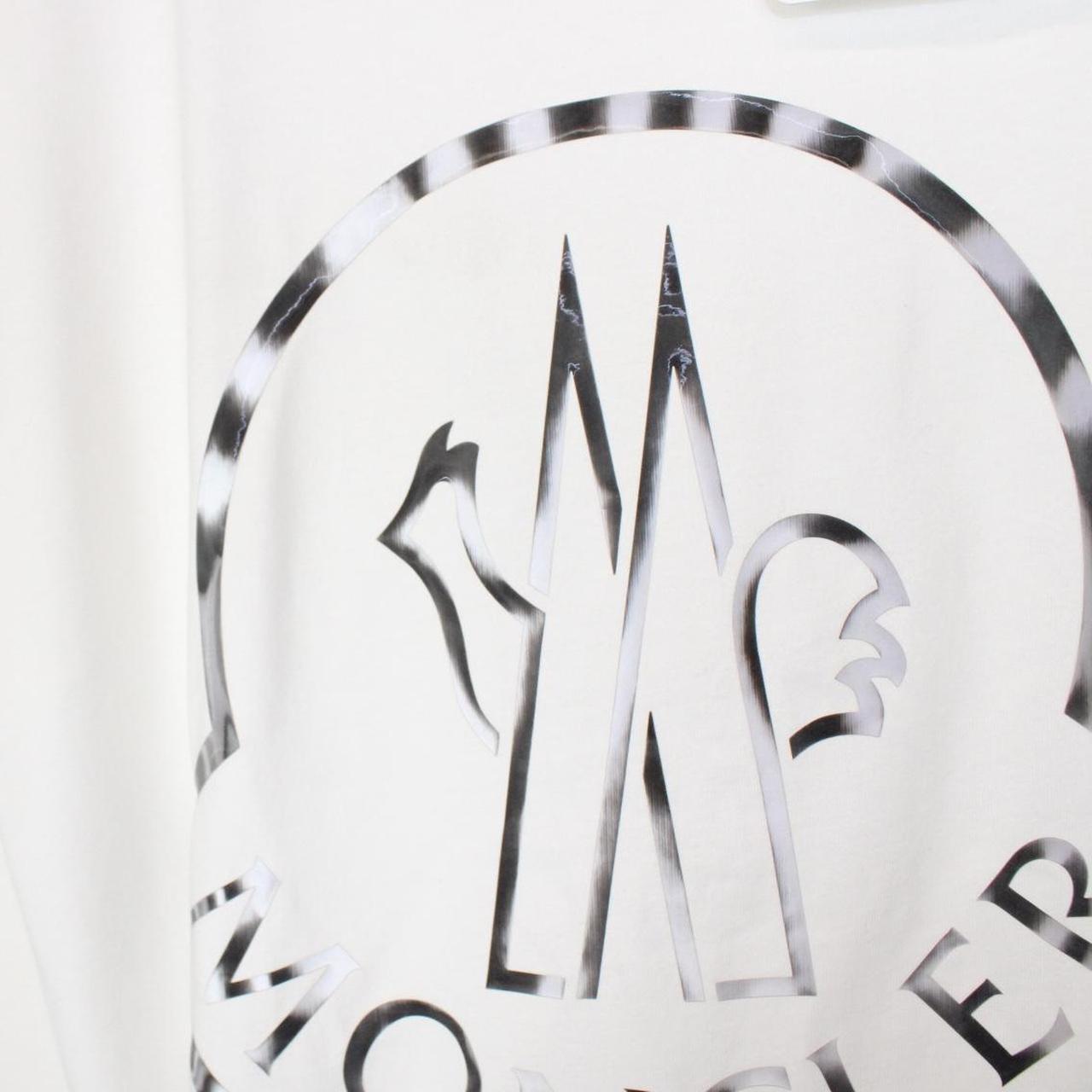 Moncler White Logo Print Short Sleeve Cotton T-Shirt