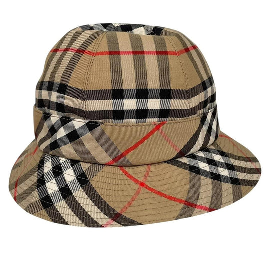 Vintage 80s Burberry Tan Brown Nova Check Cotton Bucket Hat