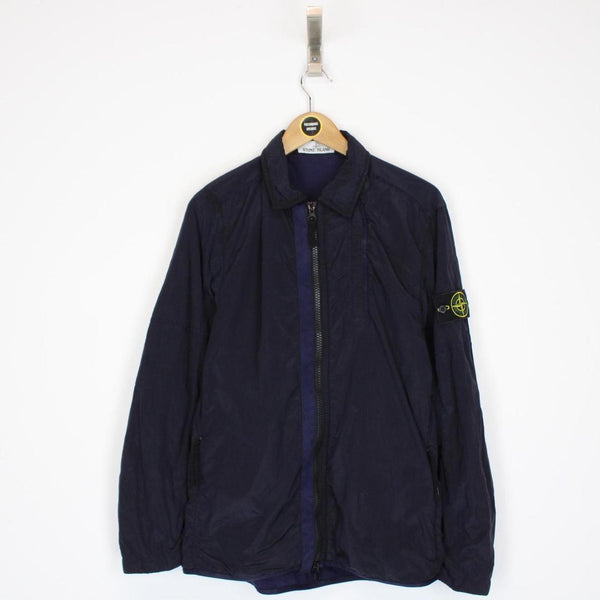 Stone Island AW 2018 Navy Blue Full Zip Nylon Metal Overshirt Jacket