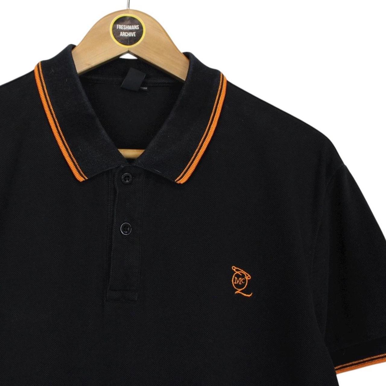 Alexander McQueen Black and Orange Short Sleeve Cotton Polo Shirt