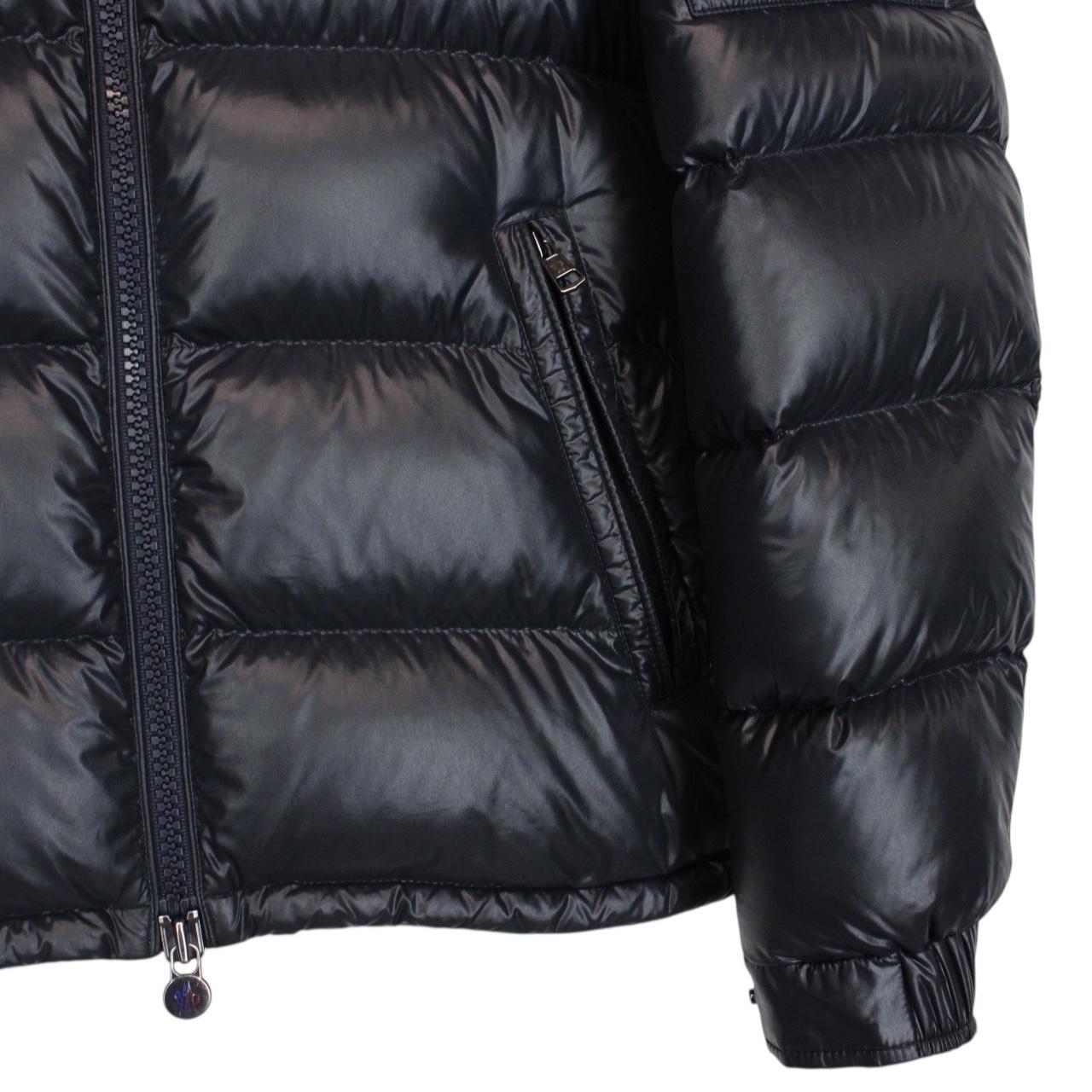 Moncler Maya Navy Blue Full Zip Hooded Down Puffer Jacket