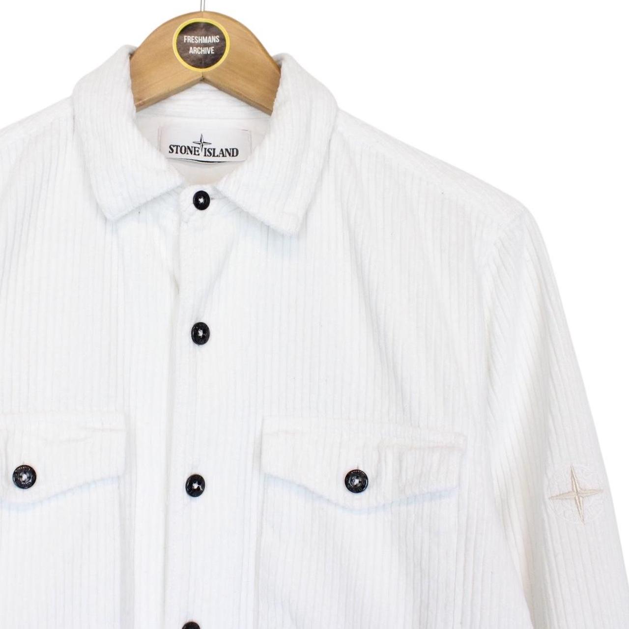 Stone Island AW 2021 White Long Sleeve Jumbo Corduroy Shirt