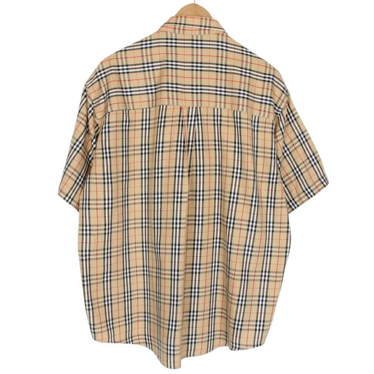 Vintage 90s Burberry Beige Nova Check Short Sleeve Cotton Shirt