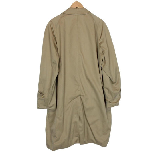 Vintage 80s Aquascutum Tan Brown House Check Cotton Blend Trench Coat