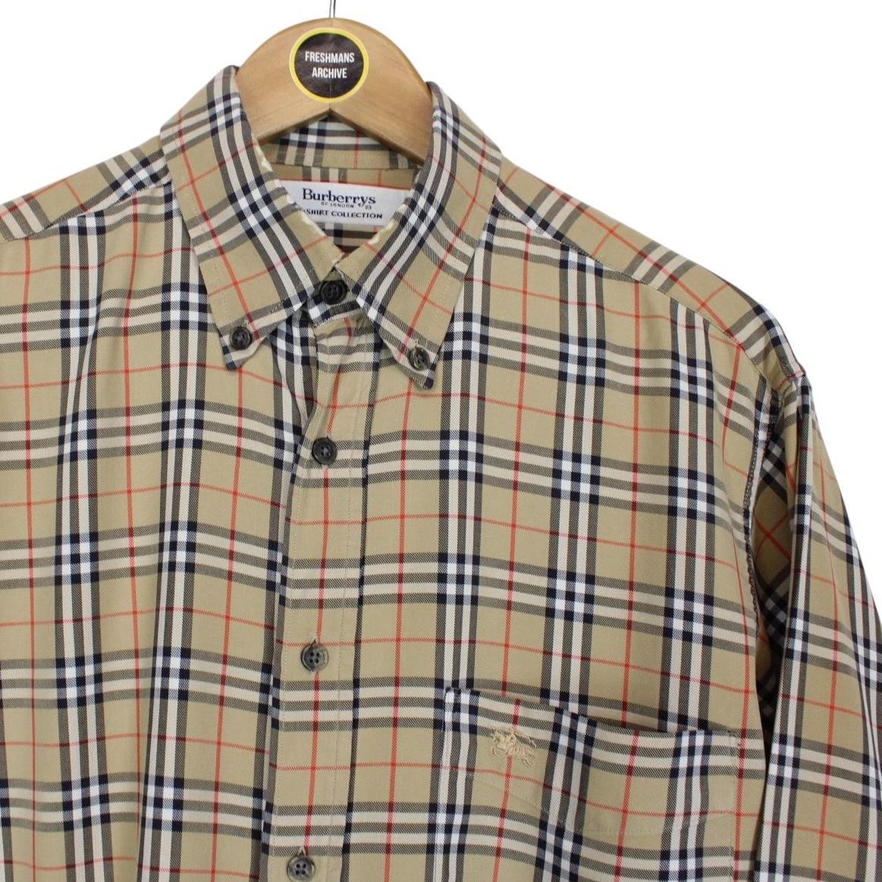 Vintage 90s Burberry Tan Brown Nova Check Long Sleeve Shirt