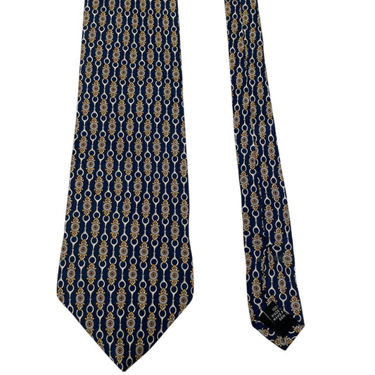 Vintage Paolo Gucci Navy Blue Horsebit Silk Tie